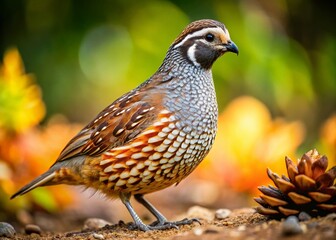 Fototapeta premium Common Quail Bird Candid Photo - Wildlife Photography Stock Image