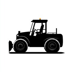 Fototapeta premium Black Silhouette Of A Powerful Snow Plow Tractor