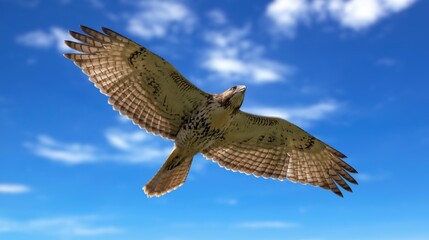 Red-tailed Hawk in flight, Red-Tailed Hawk Searching the Sky As It Flies, A close-up shot of an osprey in flight against a clear blue sky.