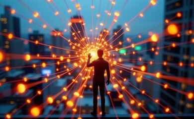 Naklejka premium A mesmerizing visualization of fiber optic cables connecting