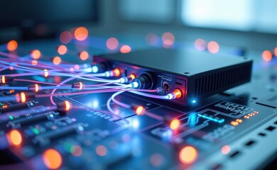 Obraz premium A mesmerizing visualization of fiber optic cables connecting