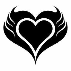 Black and White Tribal Heart Tattoo Design Vector Illustration