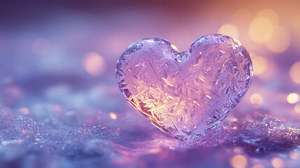 Fototapeta premium glowing icy heart with delicate frost patterns radiates beauty