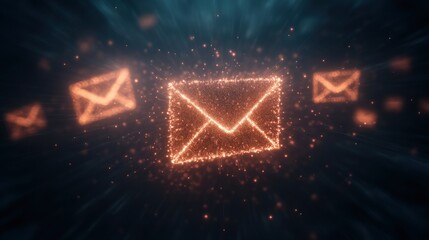 A digital representation of glowing email icons, symbolizing communication, connectivity, and the essence of modern messaging technology.