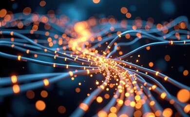 Obraz premium A mesmerizing visualization of fiber optic cables connecting