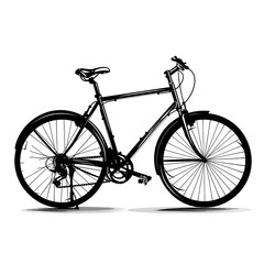 Fototapeta premium Silhouette of a bicycle with a modern frame on a white background