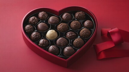 elegant heart-shaped chocolate box with luxury confectionery