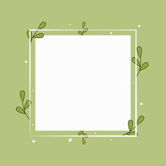 Eco, natural foliage frame, green, with blank space for text or design for text, invitations, greeting cards, print and web. Vector eps 10.
