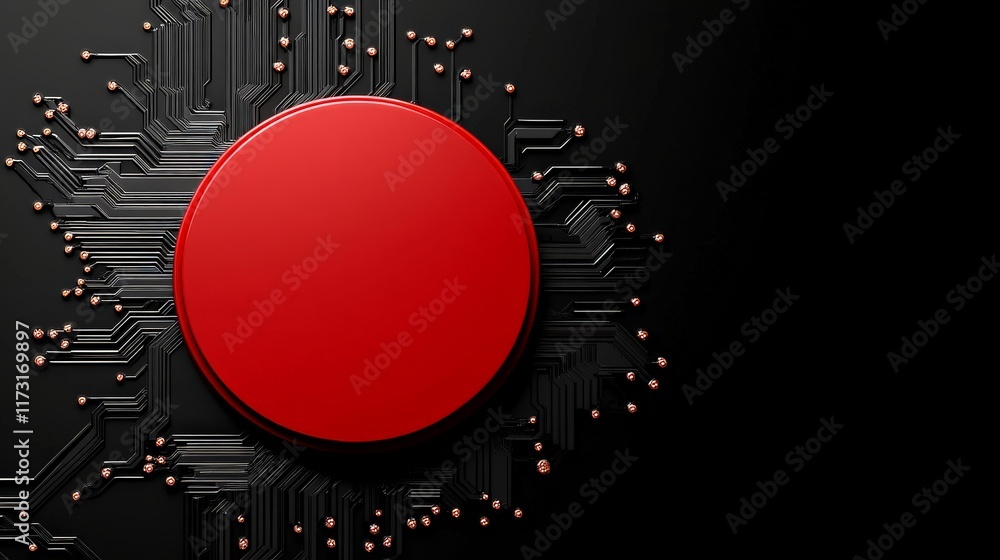 Poster red power button on circuit board