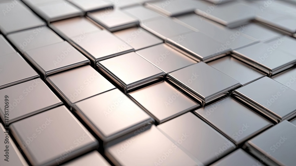 Aufkleber metallic abstract background concept. close-up of a textured metal surface with reflective square ti