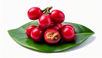 Fresh coffee beans on a white background