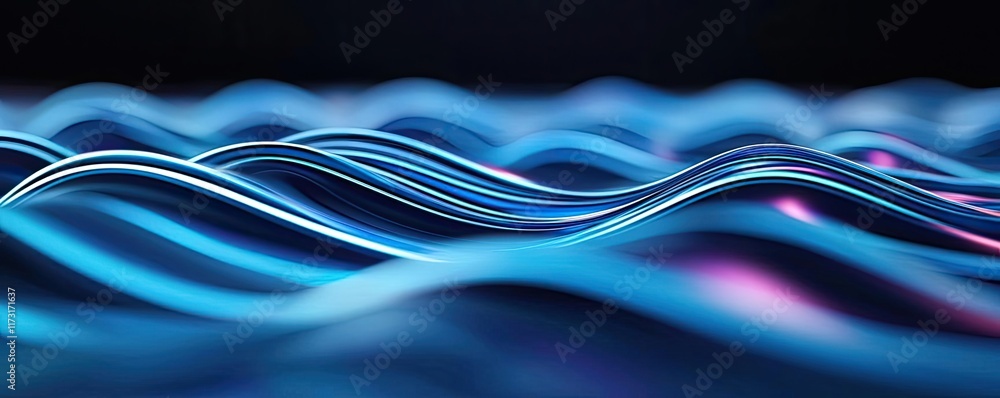 Poster waves abstract background idea. abstract waves of vibrant blue and purple light create a mesmerizing