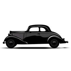 Fototapeta premium Silhouette of a vintage car on a white background