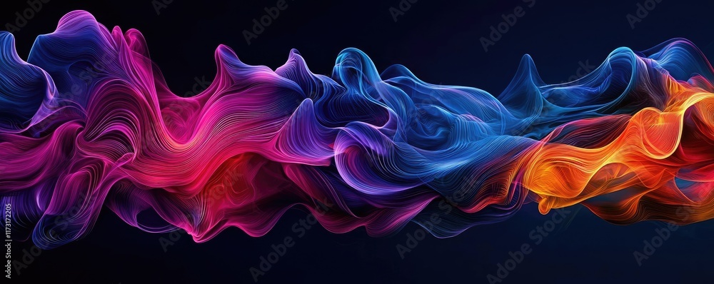 Poster waves abstract background idea. vibrant abstract fluid shapes and colors in a mesmerizing visual dis