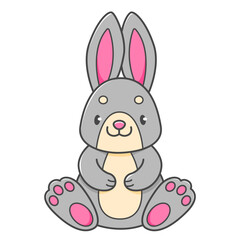 Cute bunny in cartoon style. Vector isolated on white illustration.