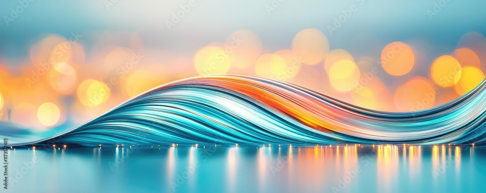 Poster waves abstract background idea. a vibrant wave of colors blending smoothly against a soft, illuminat