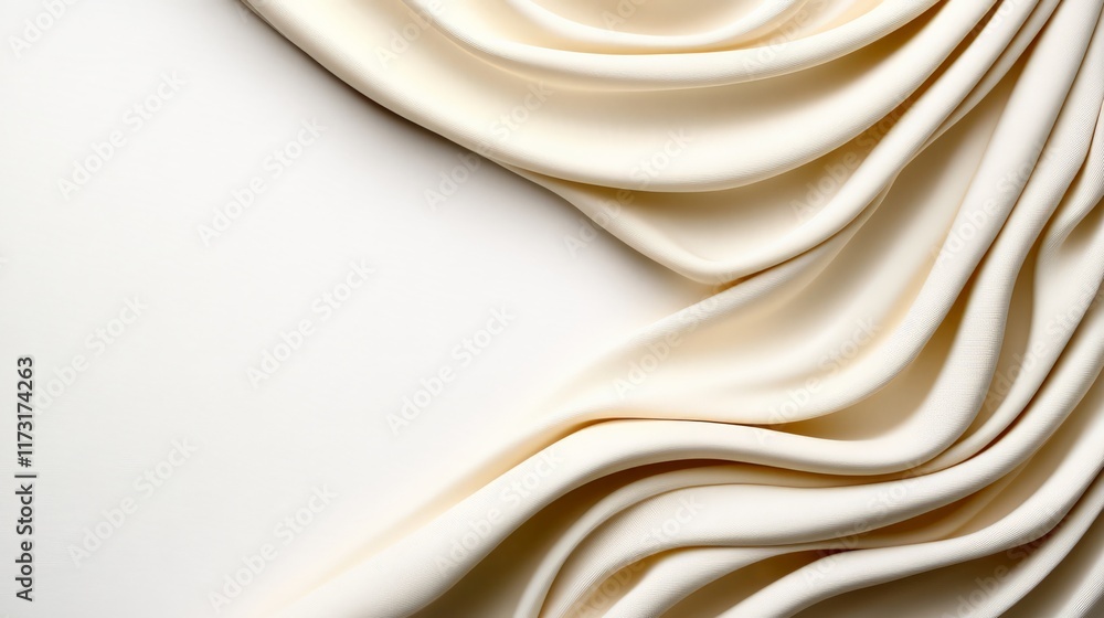 Poster creamy satin drape: a luxurious backdrop for your designs, this image features a flowing drape of cr