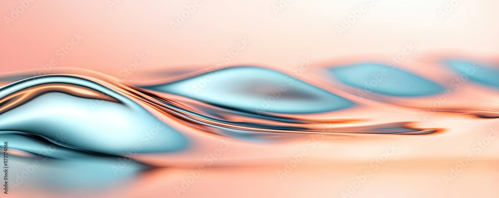 Aufkleber metallic abstract background concept. abstract waves of blue and peach colors creating a smooth, flo