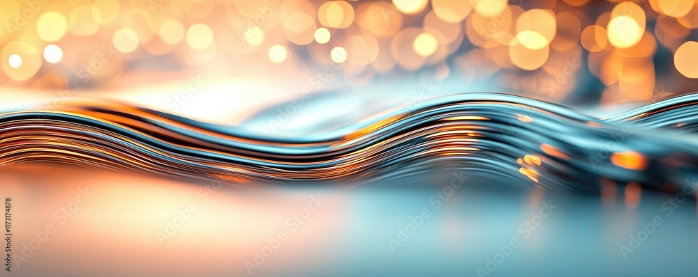 Poster metallic abstract background concept. abstract image featuring vibrant waves and shimmering lights f