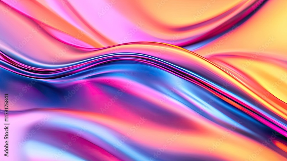 Poster waves abstract background idea. a vibrant and colorful abstract flow of silky textures, blending sha