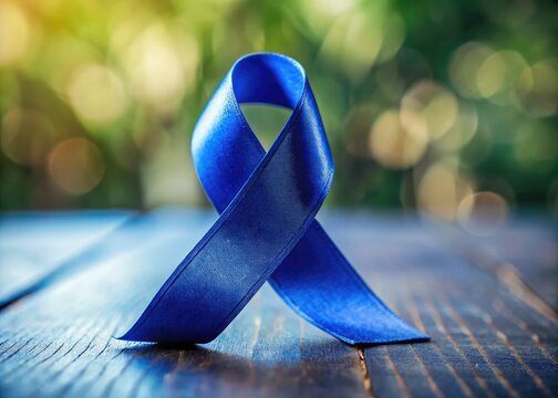 Panoramic Navy Blue Ribbon: Colon & Colorectal Cancer Awareness