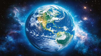 Earth View from Space, Planet in Space Setting