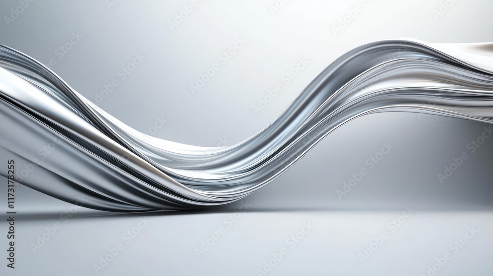 Aufkleber metallic abstract background concept. flowing ribbon of silver creating a smooth and modern abstract