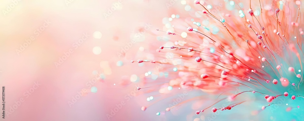 Poster splash abstract background idea. a close-up view of delicate flowers with soft pastel colors and dre