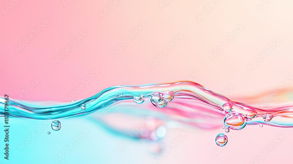 Poster splash abstract background idea. beautiful abstract water wave with bubbles and pastel colors creati