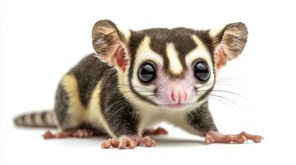 Fototapeta premium A close-up of a cute sugar glider with large eyes and distinctive markings.