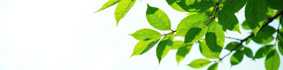 Foliage of Asian fig tree on white background, leaves spotted, leaves