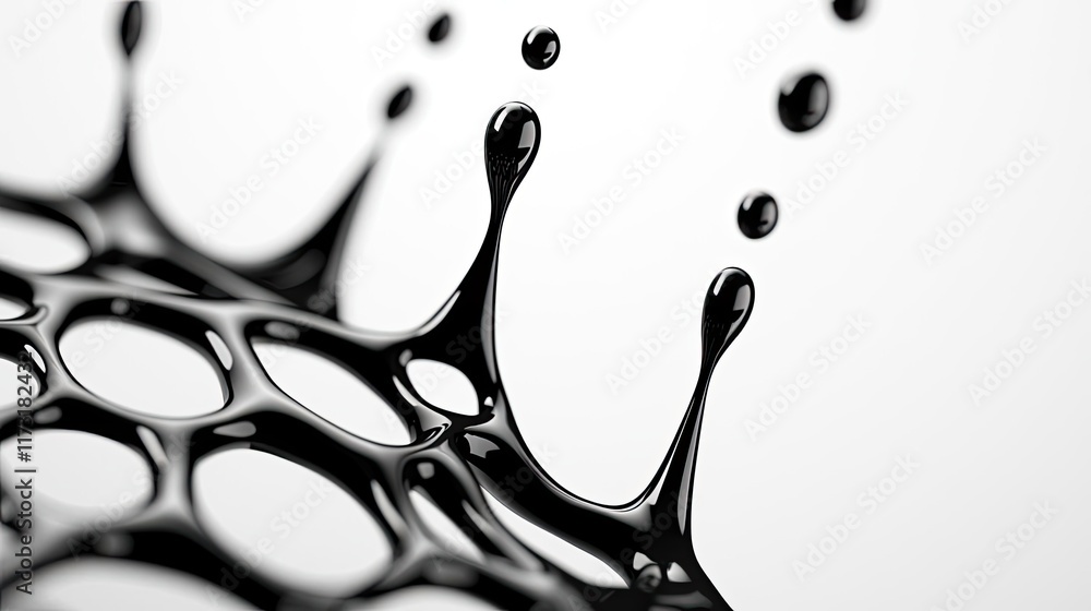 Poster splash abstract background idea. abstract splash of black liquid creating a crown shape against a mu
