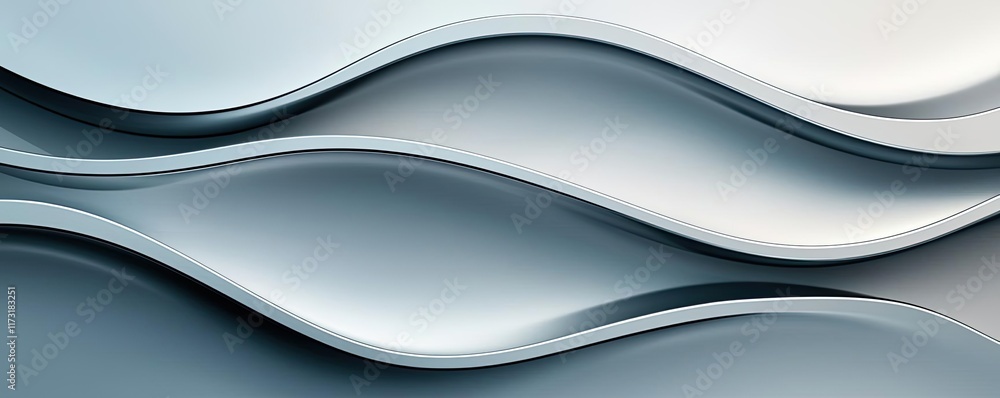 Poster metallic abstract background concept. abstract wavy shapes in cool tones create a modern, fluid desi