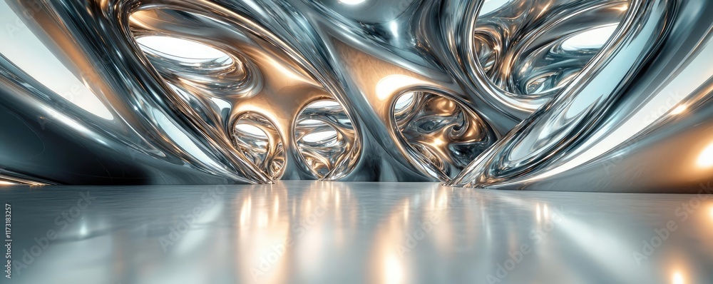Aufkleber metallic abstract background concept. futuristic metallic abstract background with luminous curves a
