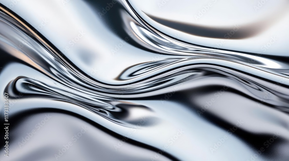 Aufkleber metallic abstract background concept. elegant flowing silver surface with soft curves and reflection