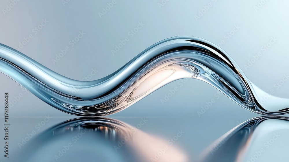 Poster metallic abstract background concept. a beautiful wave of water gracefully flowing with smooth curve