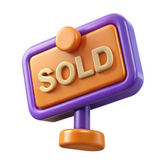 3D Render of a Sold Sign Orange and Purple