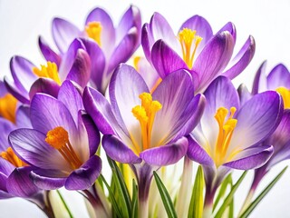 Obraz premium Delicate Crocus Flowers on a Pristine White Background - Springtime Still Life