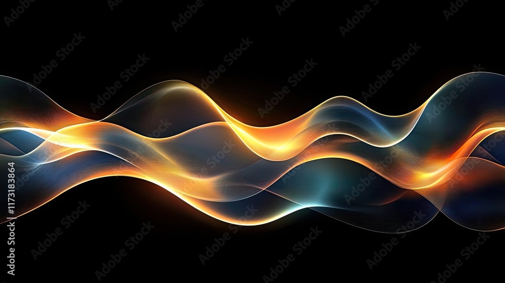 Poster waves abstract background idea. colorful abstract waves of light flowing smoothly on a dark backgrou
