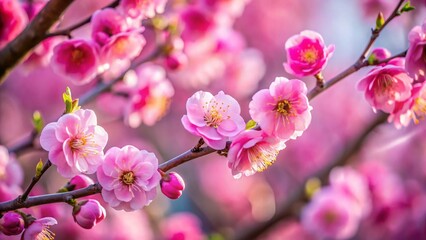Obraz premium Delicate Pink Plum Blossoms in Soft Sunlight - Candid Spring Photography