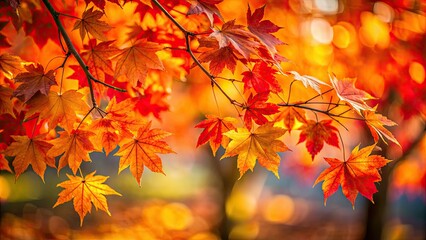Obraz premium Vibrant Autumn Maple Leaves Branch Photography: Candid Fall Foliage Images
