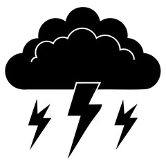 Black Thunderstorm Silhouette vector Illustration Minimalist Flat Vector Design