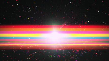 Obraz premium retro rainbow camera lens leak overlay effect on black background