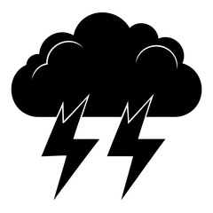 Thunderstorm Black Silhouette Simple Flat Vector Illustration Isolated on a transparent background