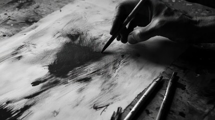 Abstract Charcoal Sketch: A Hand in Motion