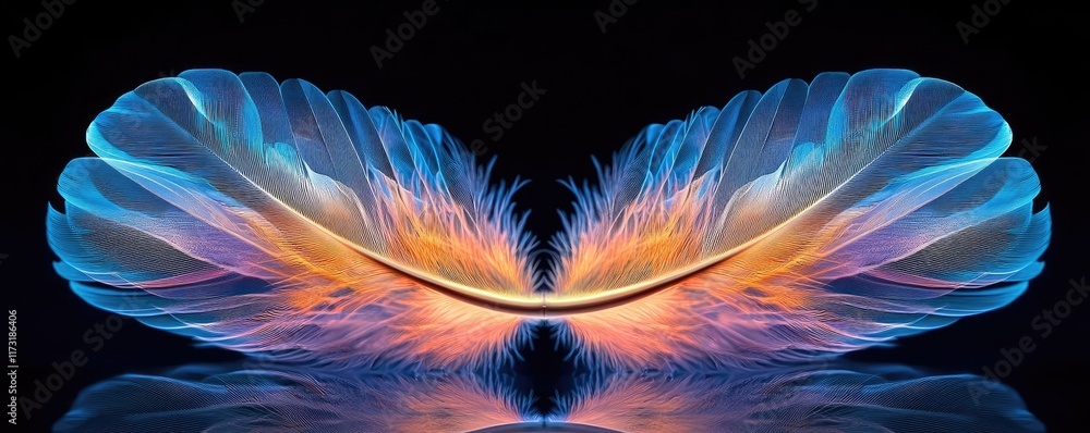 Aufkleber feather abstract background concept. colorful abstract design with vibrant feathers in a symmetrical