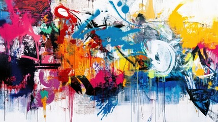 Abstract Colorful Graffiti Wall Art Splashes