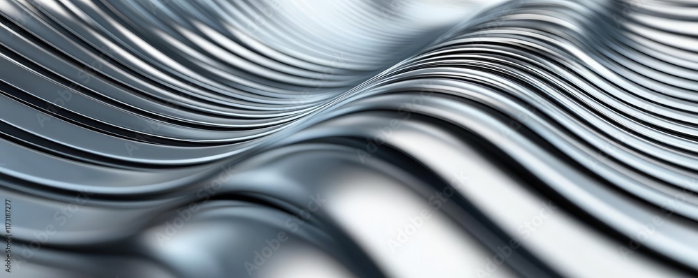 Poster metallic abstract background concept. a close-up view of smooth, flowing metallic waves showcasing e