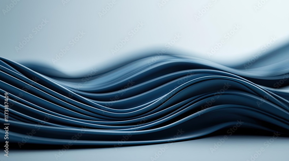 Poster waves abstract background idea. abstract waves of blue fabric create a soothing and modern visual ex