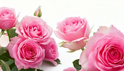 Pink roses on a white background